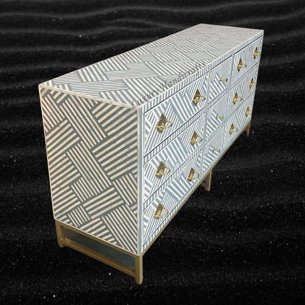 Grey Bone Inlay Optical 9 Drawer Chest