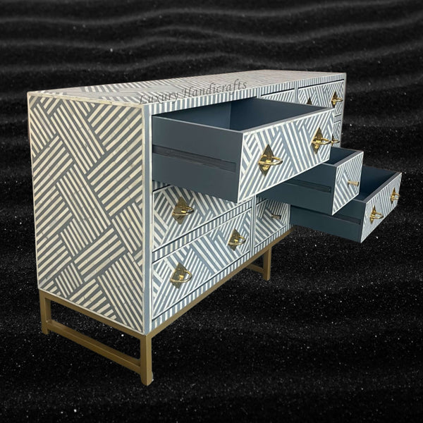 Ready Grey Bone Inlay 9 Drawer Chest