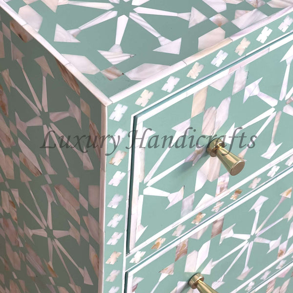 MOP Inlay Moroccan 9 Drawer Chest Green