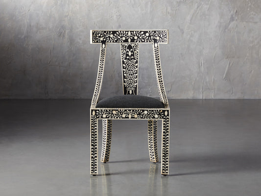 Bone Inlay Moroccan Chair Black