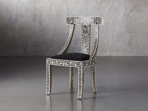 Bone Inlay Moroccan Chair Black