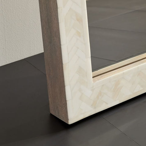Chevron Full Bone Inlay Floor Mirror