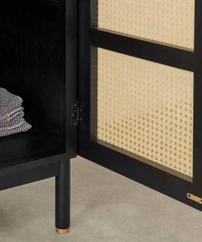 Rocky Rattan Solid Wood Wardrobe