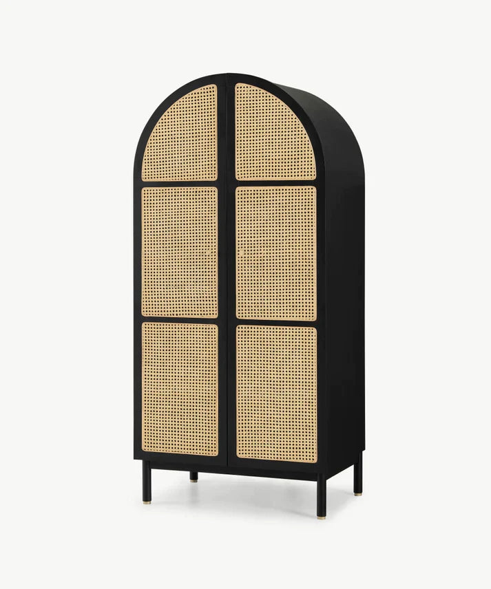 Rocky Rattan Solid Wood Wardrobe