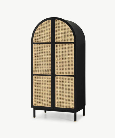 Rocky Rattan Solid Wood Wardrobe