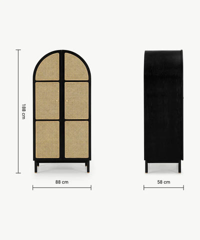 Rocky Rattan Solid Wood Wardrobe