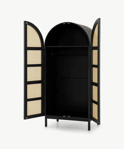 Rocky Rattan Solid Wood Wardrobe