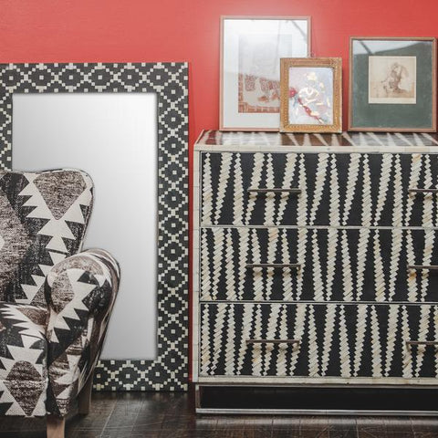 Malawi Bone Inlay Chest Of Drawers Black / White