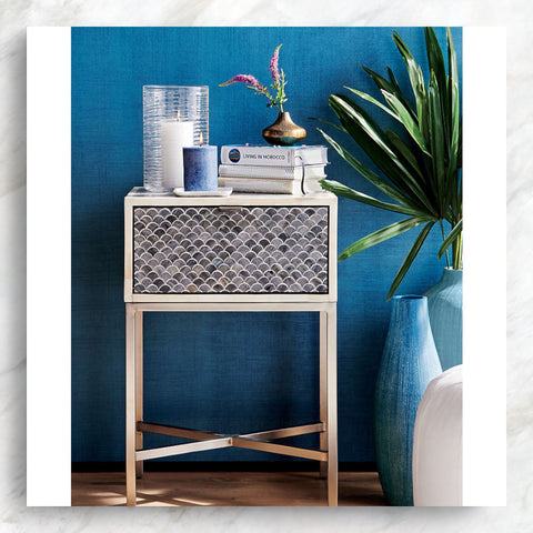 Scallop Grey Bone Inlay Nightstand