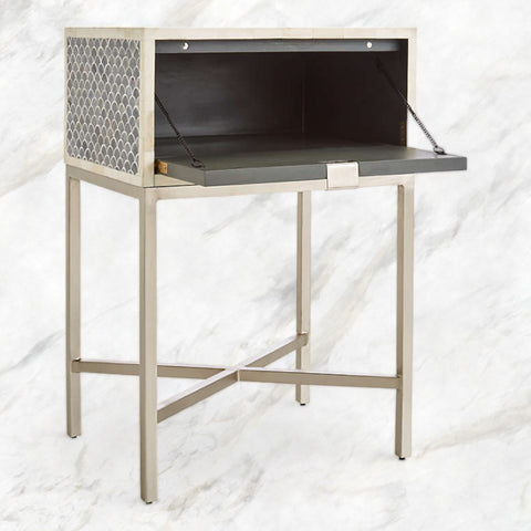 Scallop Grey Bone Inlay Nightstand