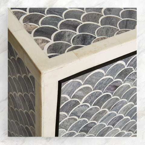 Scallop Grey Bone Inlay Nightstand