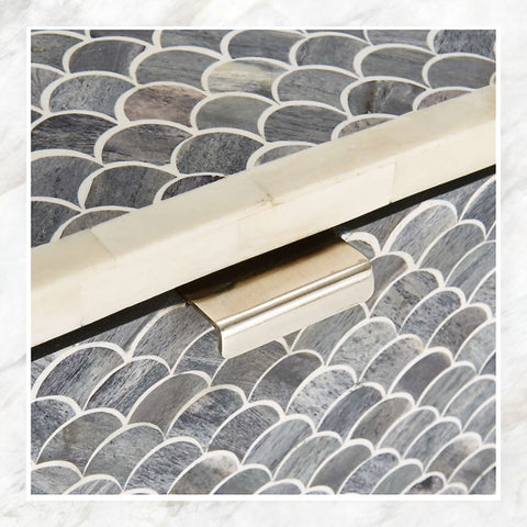 Scallop Grey Bone Inlay Nightstand
