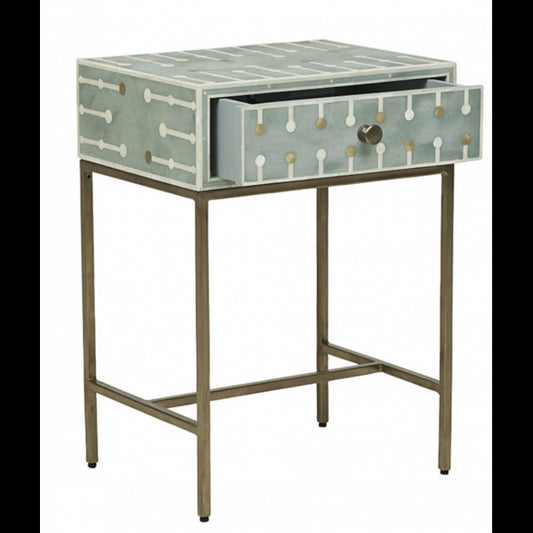 Dot Bone Inlay Nightstand Green