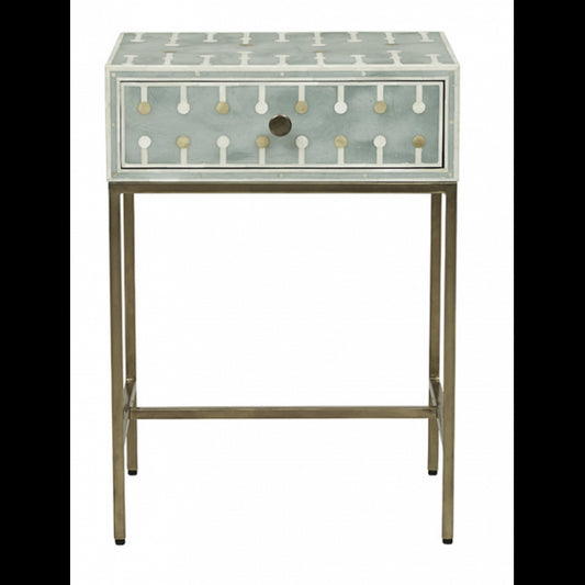 Dot Bone Inlay Nightstand Green