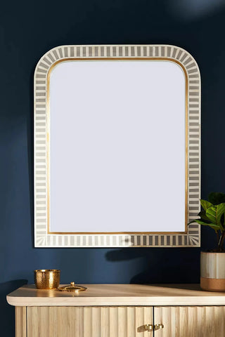 Waterfall Bone Inlay Mirror Grey